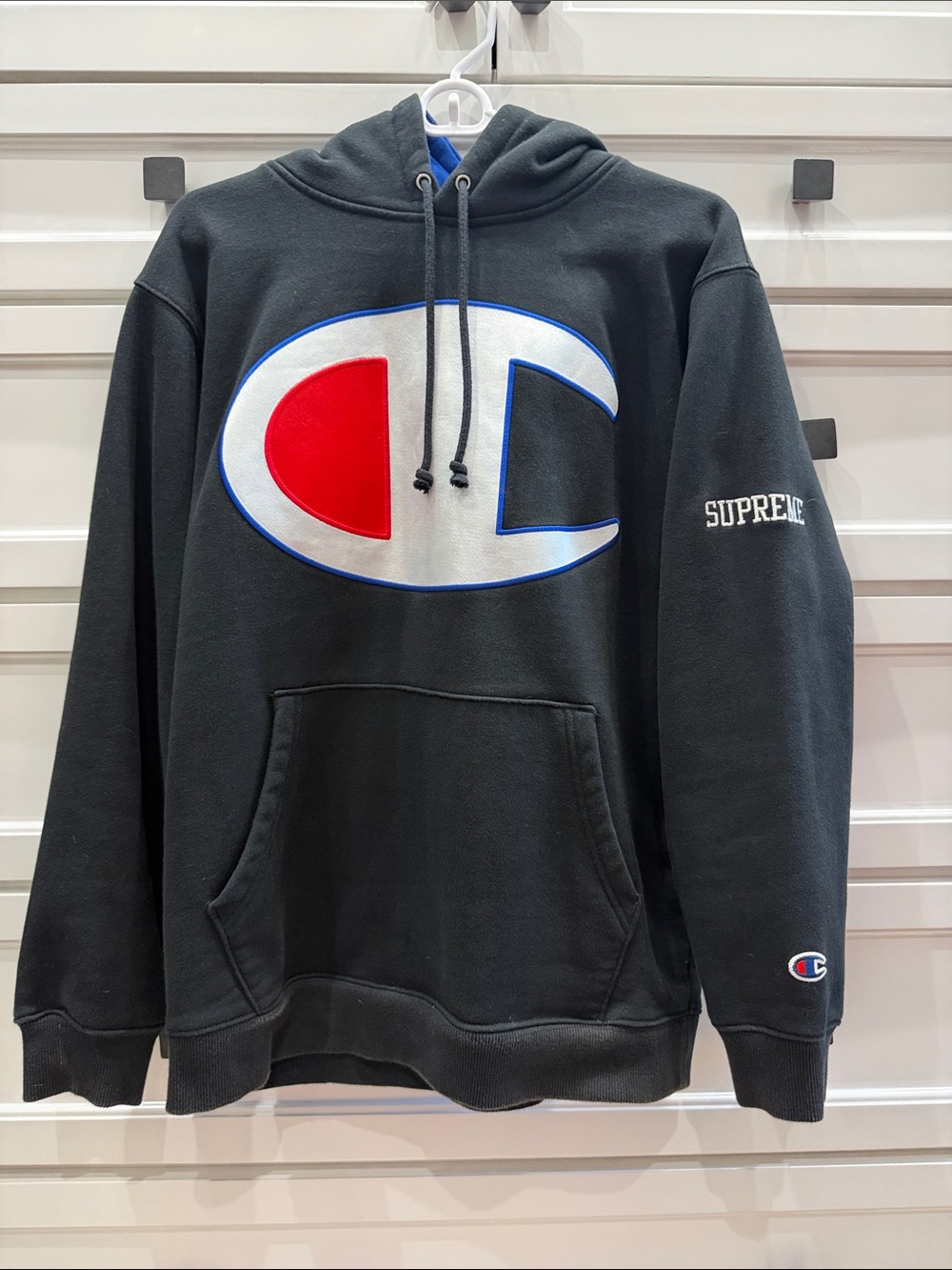 Champion Black Hoodie with Red & White Crest